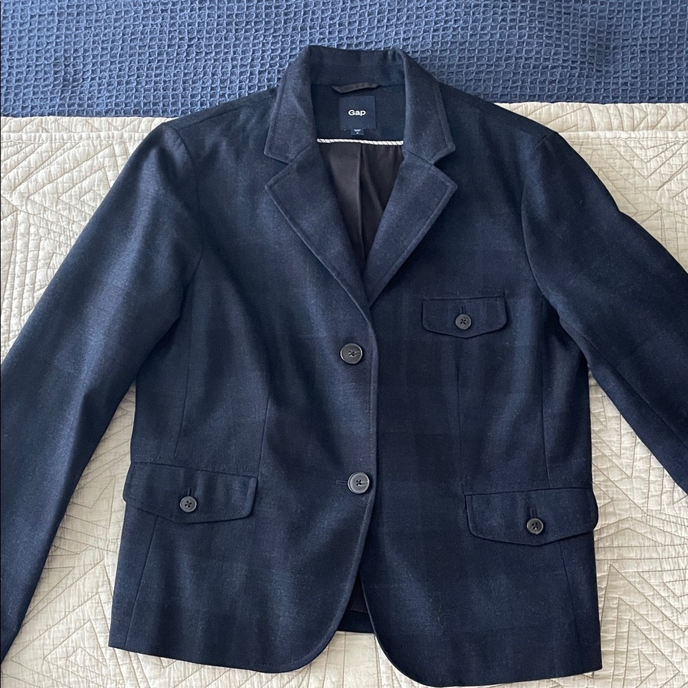 GAP Dark Navy Single-Breasted Wool Blend Blazer